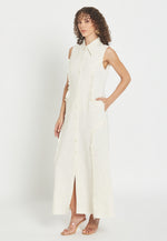 Cargar imagen en el visor de la galería, Vestido camisero blanco Petalora