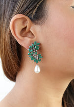 Load image into Gallery viewer, frosty pearl earrings below 50 big bridal bride bridesmaid Bombay Sunset