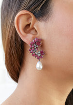 Load image into Gallery viewer, frosty pearl earrings below 50 big bridal bride bridesmaid Bombay Sunset