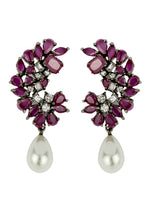 Load image into Gallery viewer, frosty pearl earrings below 50 big bridal bride bridesmaid Bombay Sunset