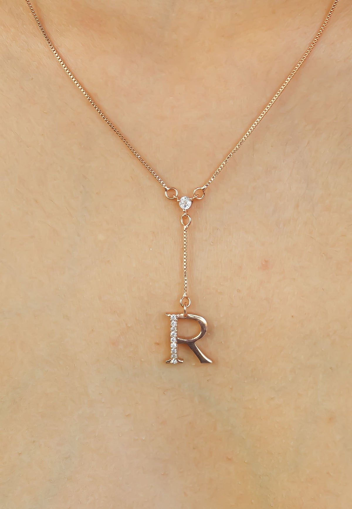 rose gold alphabet necklaces Bombay Sunset