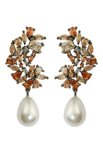 Load image into Gallery viewer, frosty pearl earrings below 50 big bridal bride bridesmaid Bombay Sunset