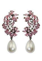 Load image into Gallery viewer, frosty pearl earrings below 50 big bridal bride bridesmaid Bombay Sunset