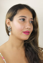 Load image into Gallery viewer, frosty pearl earrings below 50 big bridal bride bridesmaid Bombay Sunset