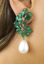 Load image into Gallery viewer, frosty pearl earrings below 50 big bridal bride bridesmaid Bombay Sunset