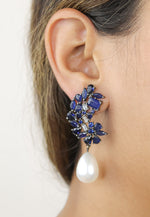 Load image into Gallery viewer, frosty pearl earrings below 50 big bridal bride bridesmaid Bombay Sunset