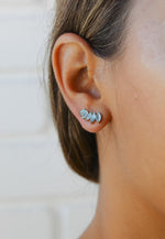 Load image into Gallery viewer, silver stepping earrings Bombay Sunset