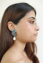 Load image into Gallery viewer, frosty pearl earrings below 50 big bridal bride bridesmaid Bombay Sunset