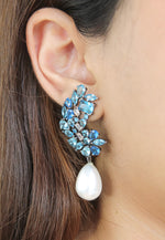 Load image into Gallery viewer, frosty pearl earrings below 50 big bridal bride bridesmaid Bombay Sunset