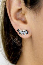 Load image into Gallery viewer, silver stepping earrings Bombay Sunset