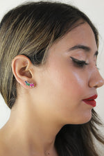Load image into Gallery viewer, silver stepping earrings Bombay Sunset