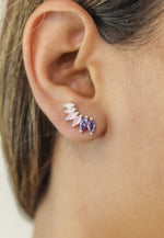 Load image into Gallery viewer, silver stepping earrings Bombay Sunset
