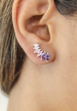 Load image into Gallery viewer, silver stepping earrings Bombay Sunset
