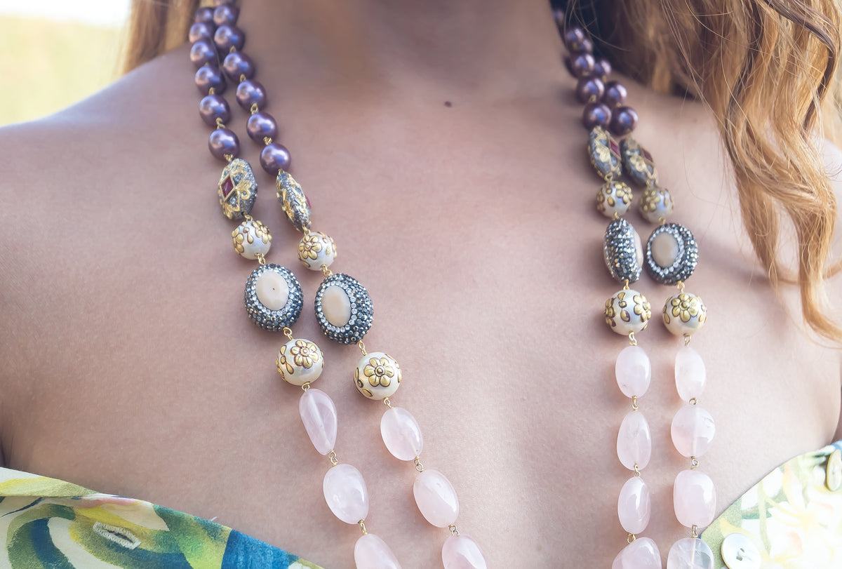 Collar de cuarzo rosa