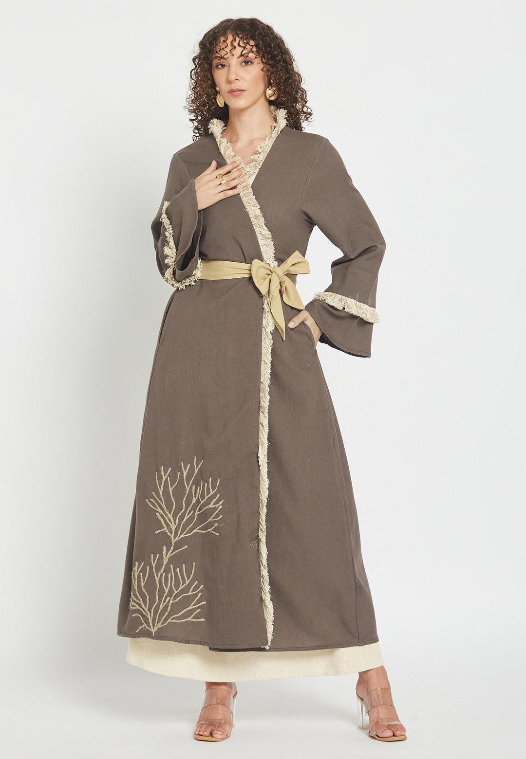 Kimono color moka polvere