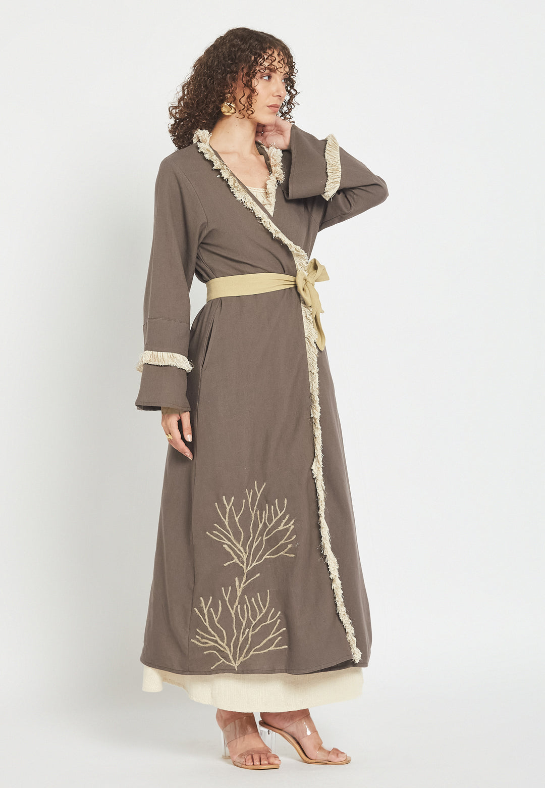 Kimono color moka polvere