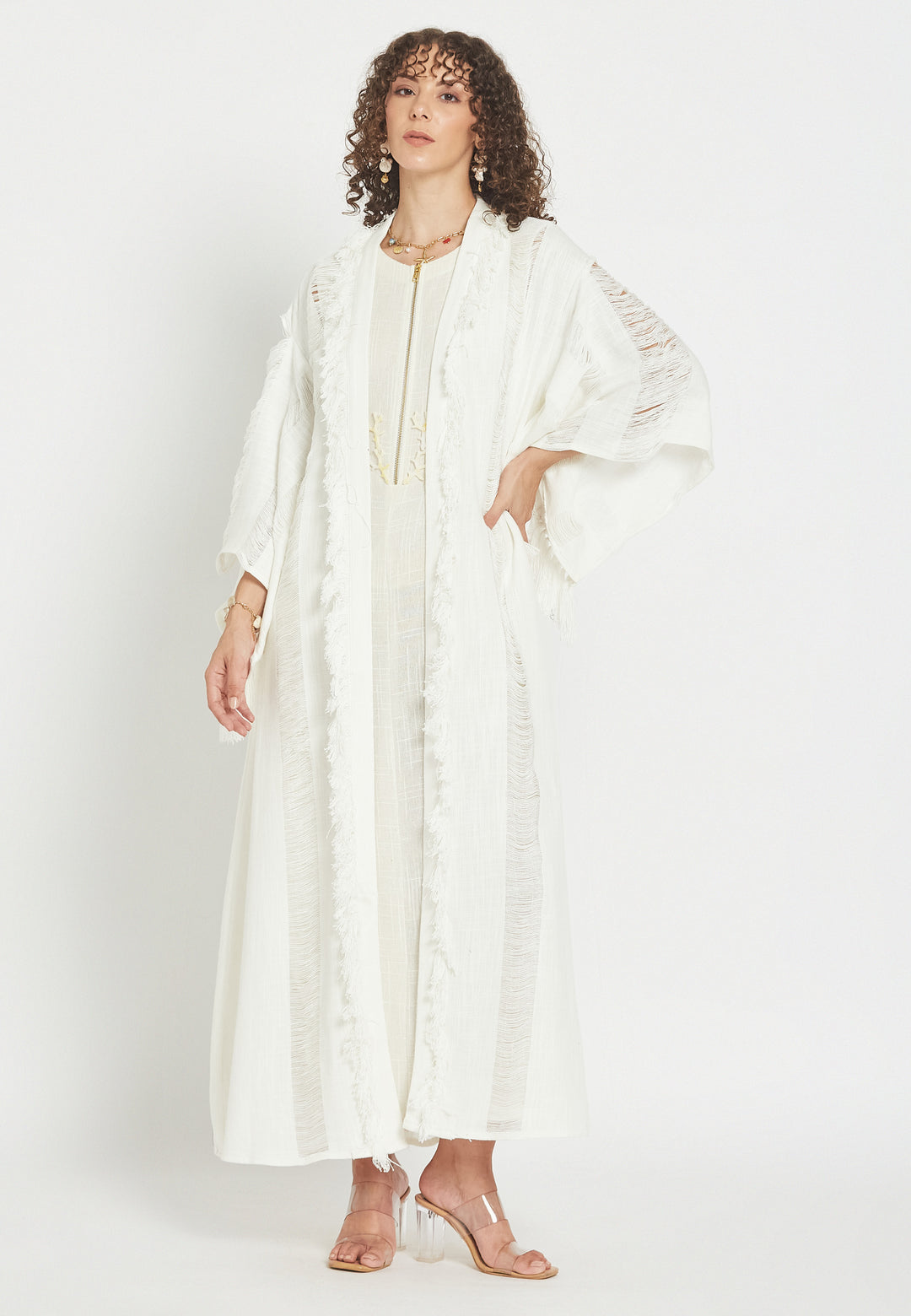 Ondelia Hvid Kimono