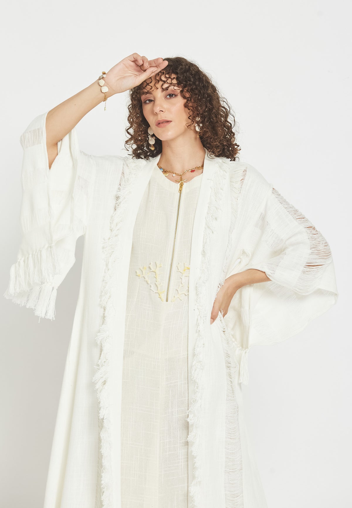 Ondelia hvid kimono