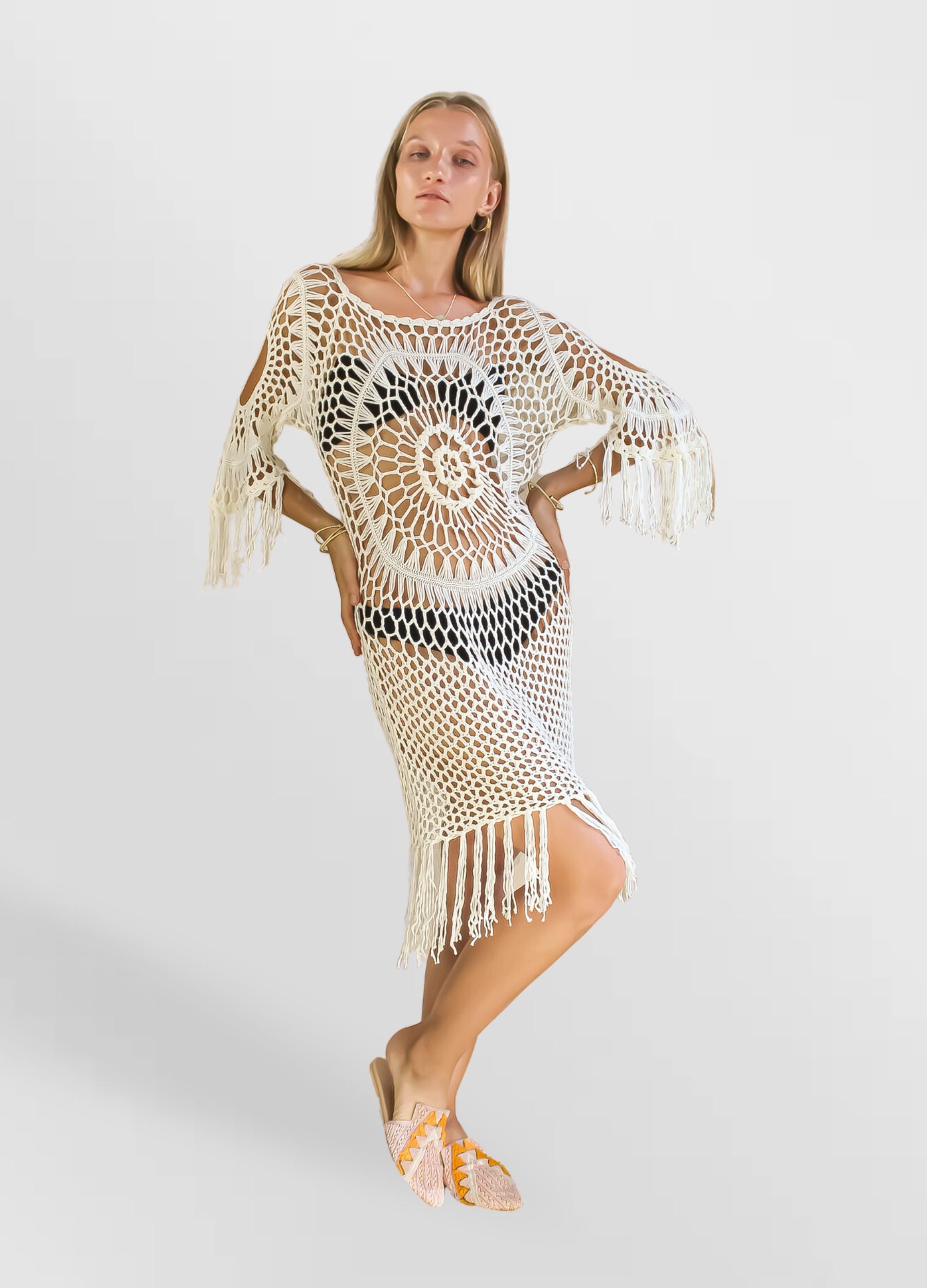 eva crochet dress Bombay Sunset