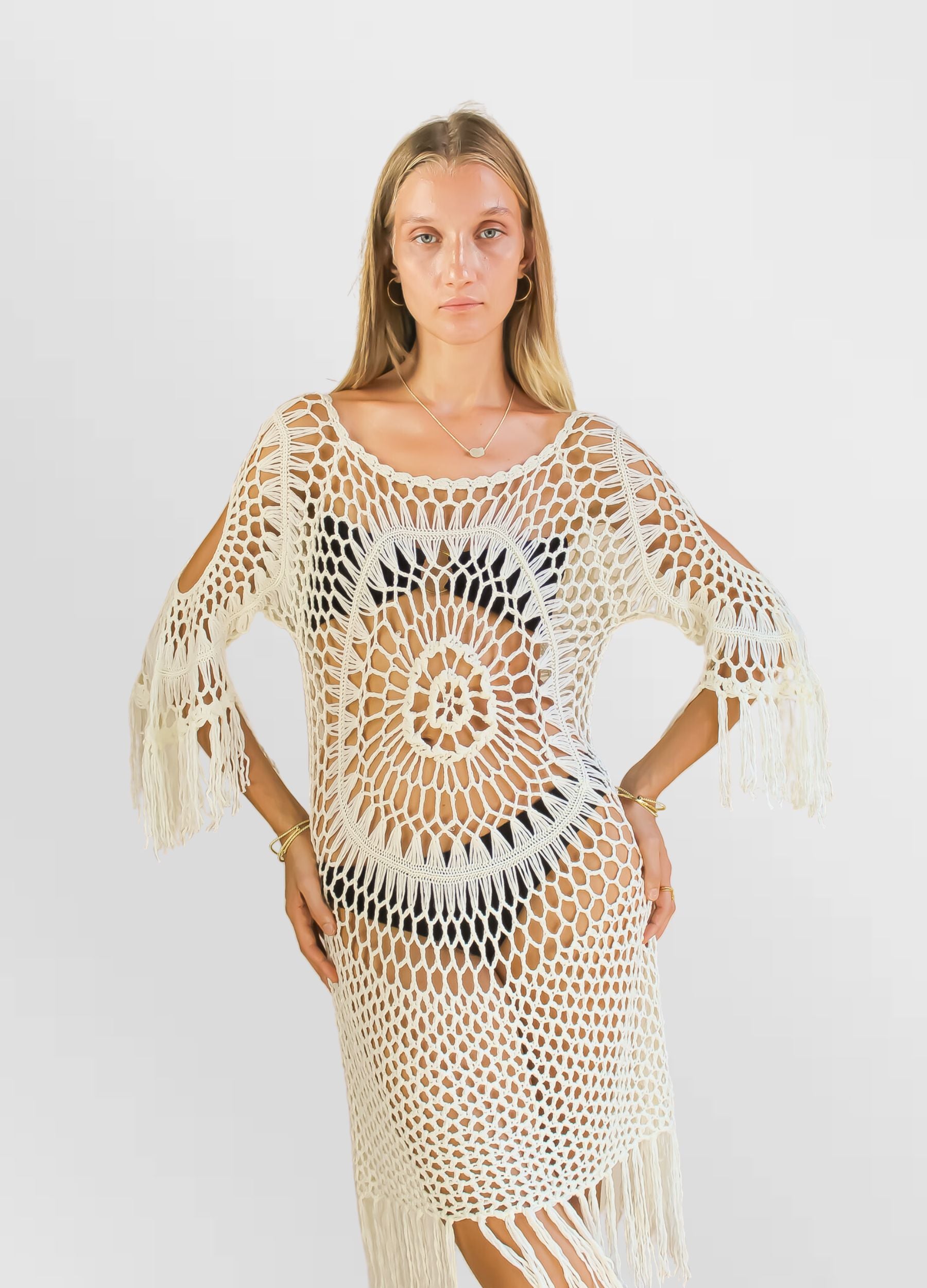 eva crochet dress Bombay Sunset