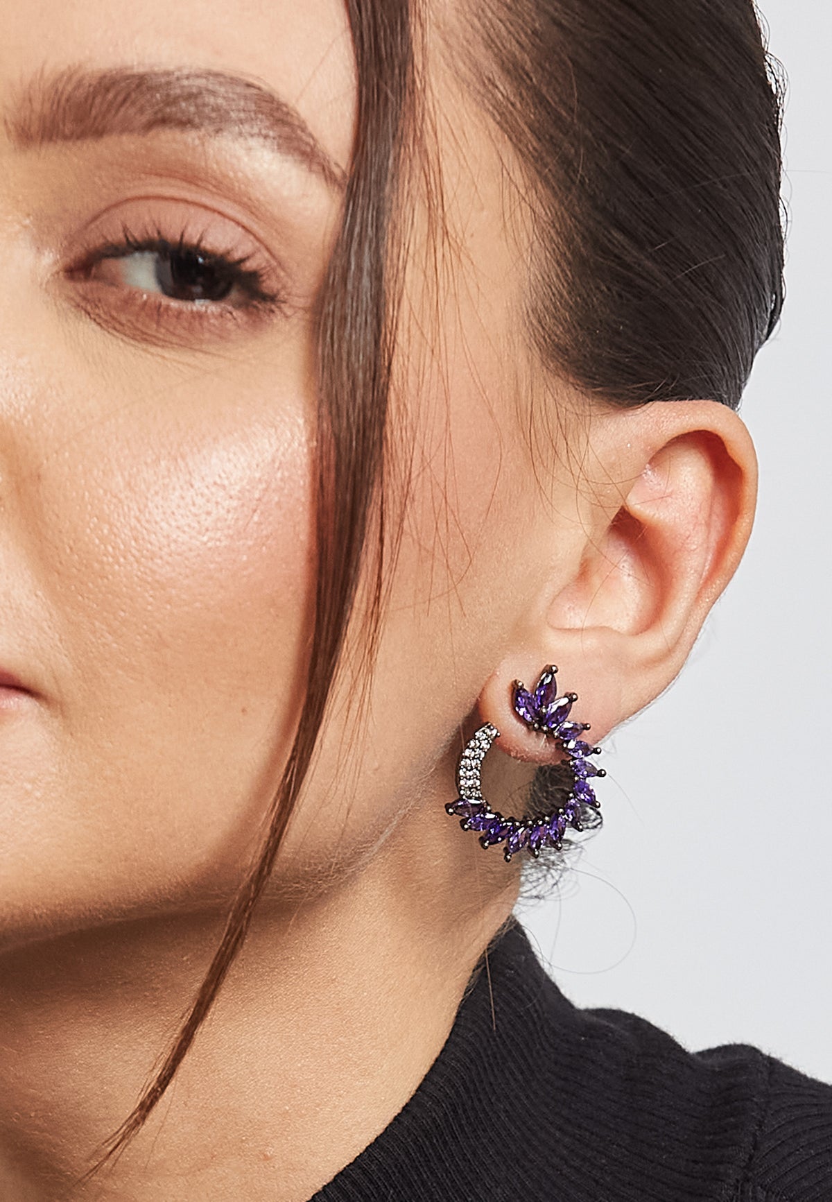 Black viper amethyst earrings