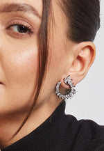 Load image into Gallery viewer, Black Viper White Earrings
