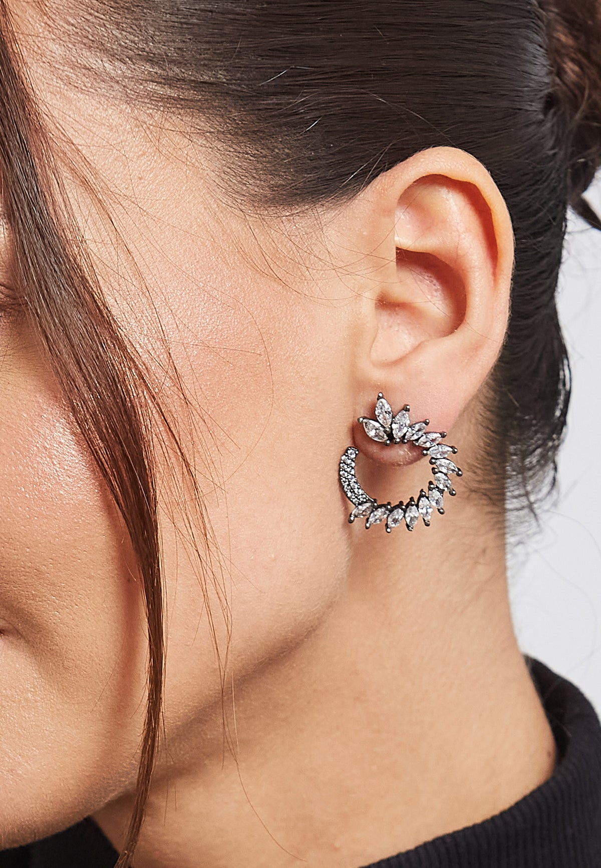 Black viper white earrings