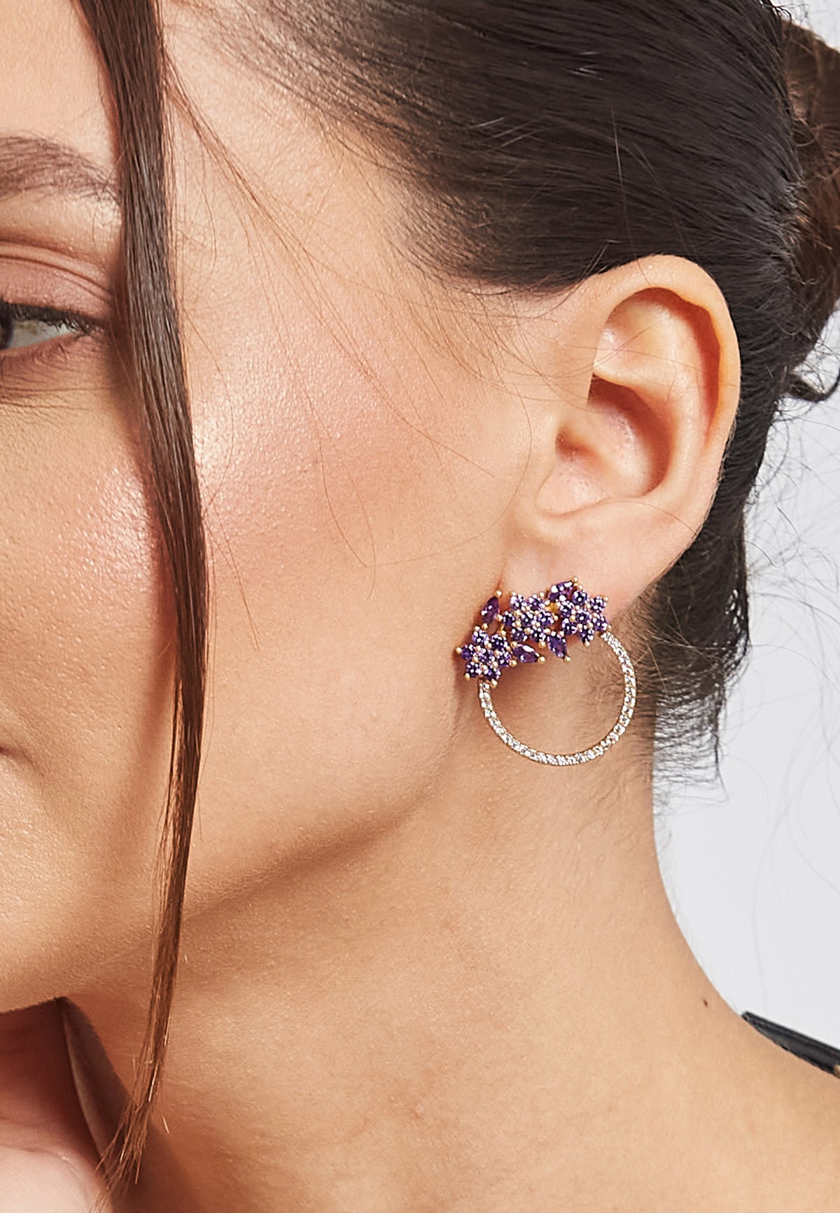 Golden salamander amethyst earrings