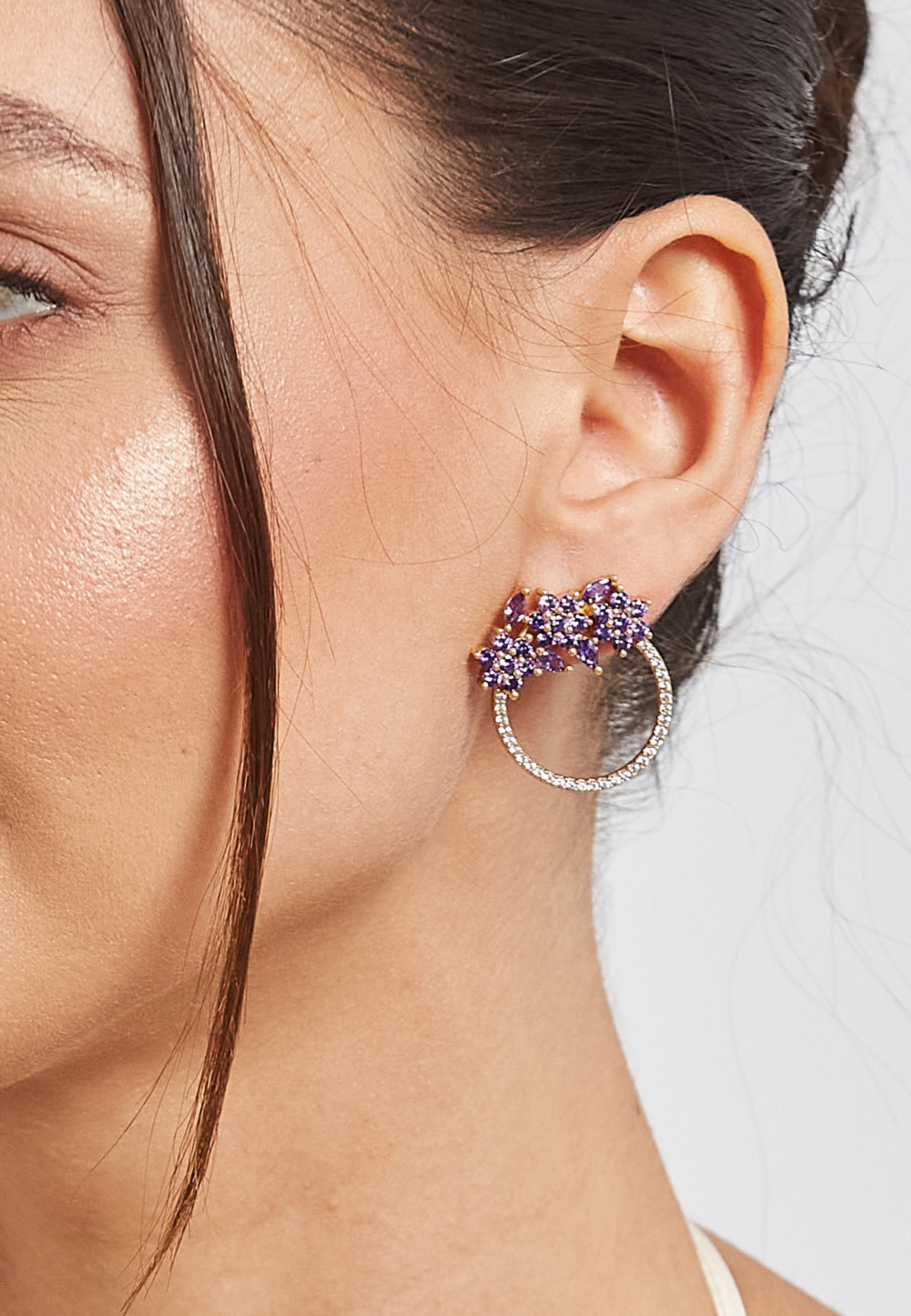 Golden salamander amethyst earrings