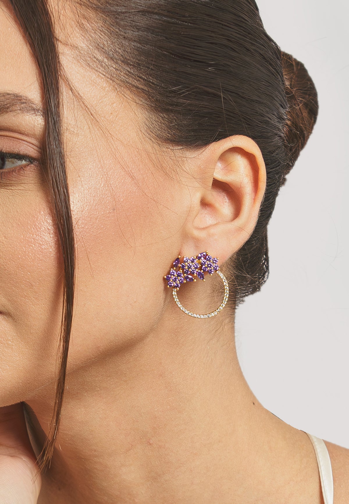 Golden salamander amethyst earrings