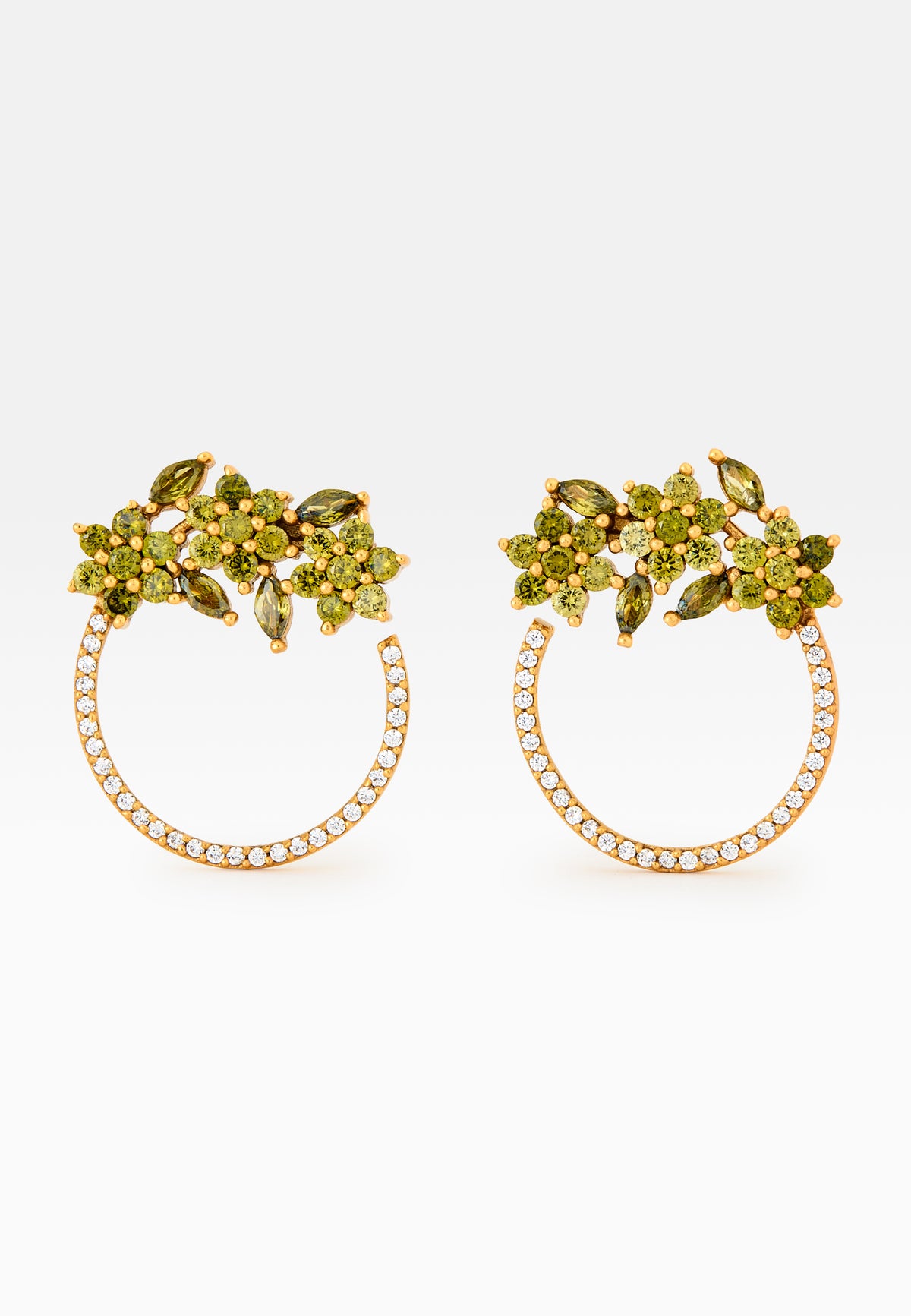 Golden salamander olive earrings