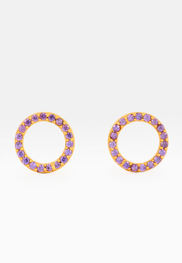 Circle Amethyst Earrings