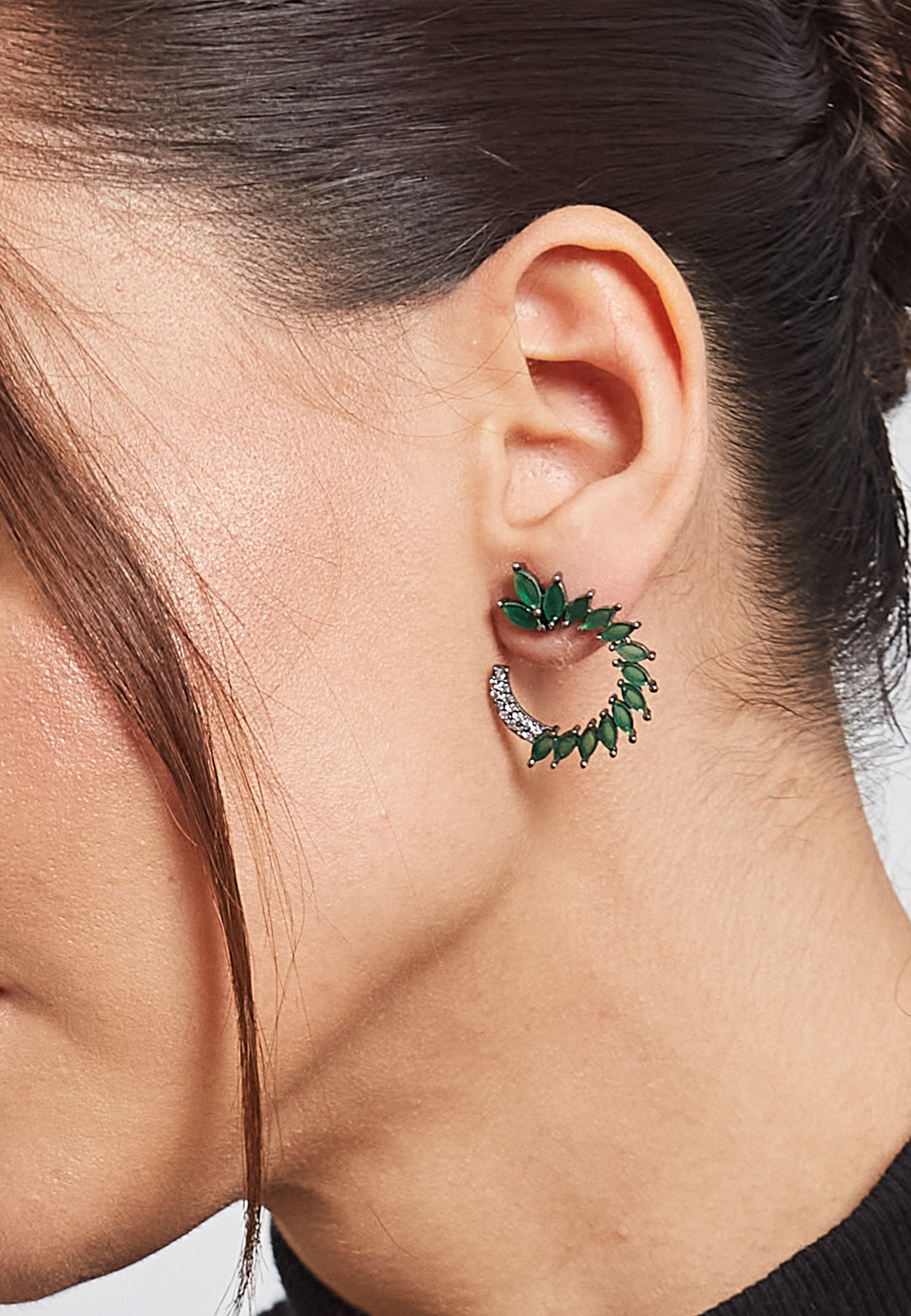 Black Viper Green Earrings