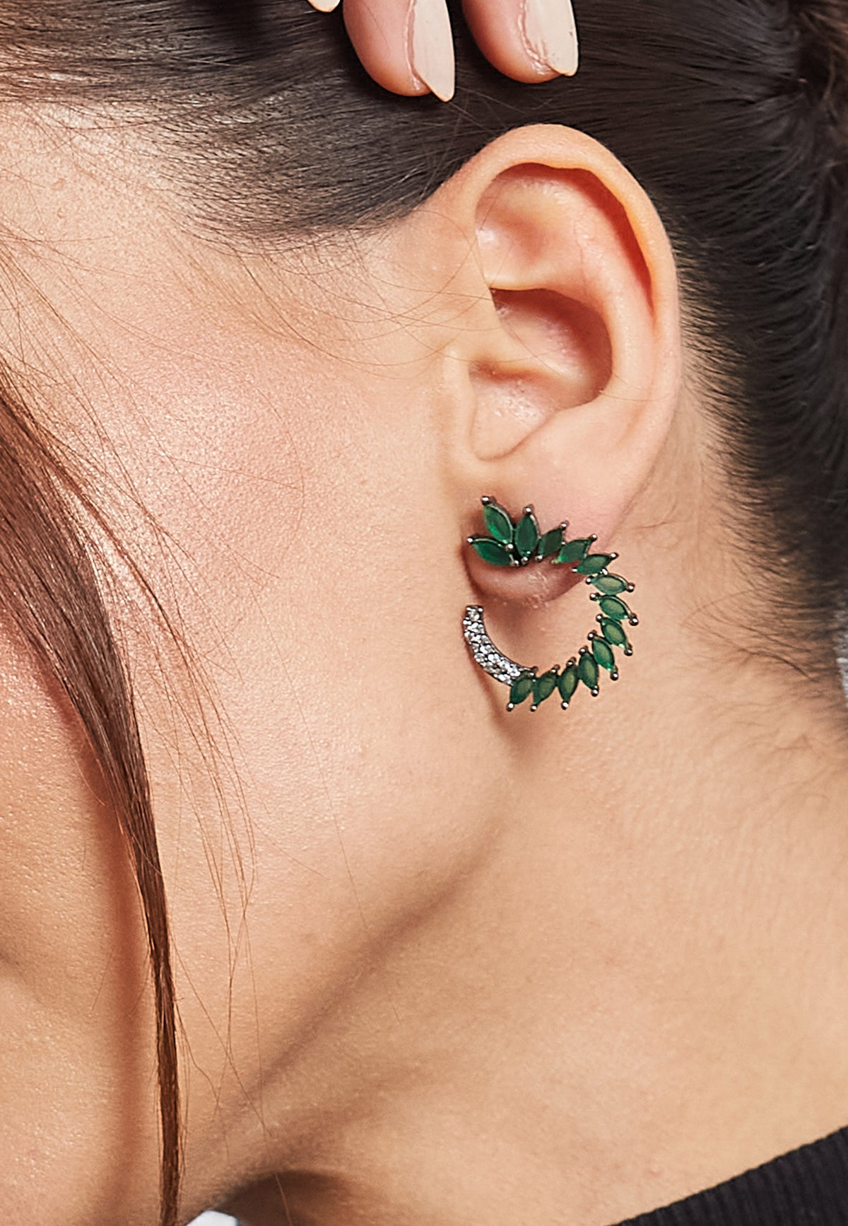 Black viper green earrings