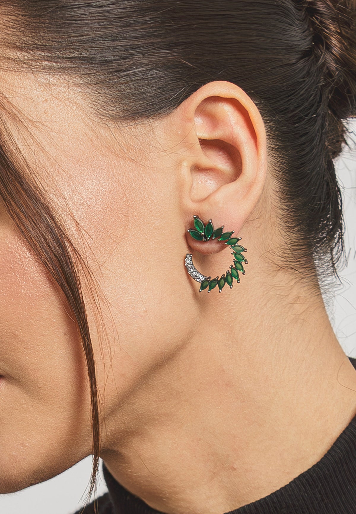 Black viper green earrings