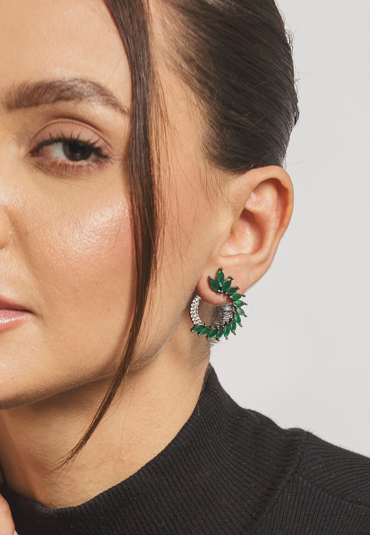 Black viper green earrings