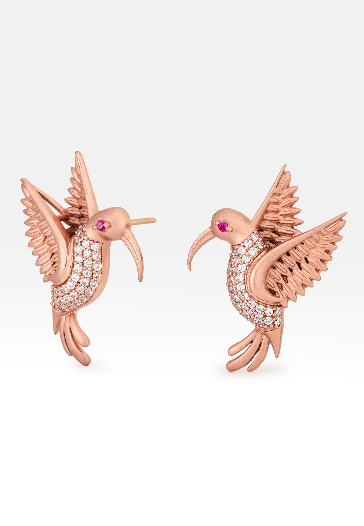 Amazonian hummingbird earrings rose gold