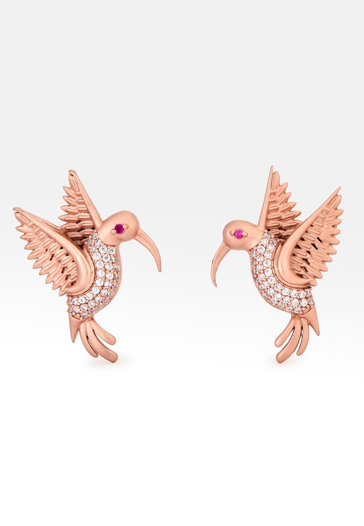 Amazonian hummingbird earrings rose gold