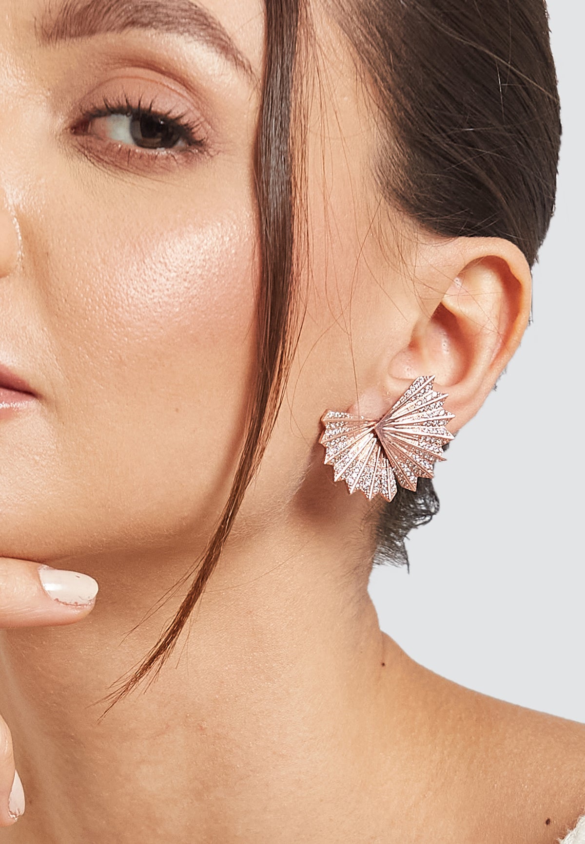 Mini abanicho rose gold earrings