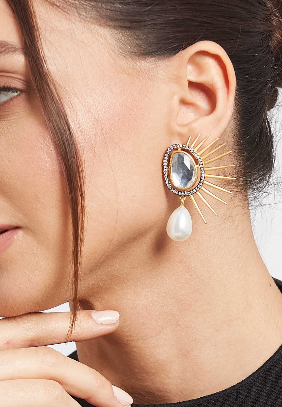 Golden sun eclipse earrings