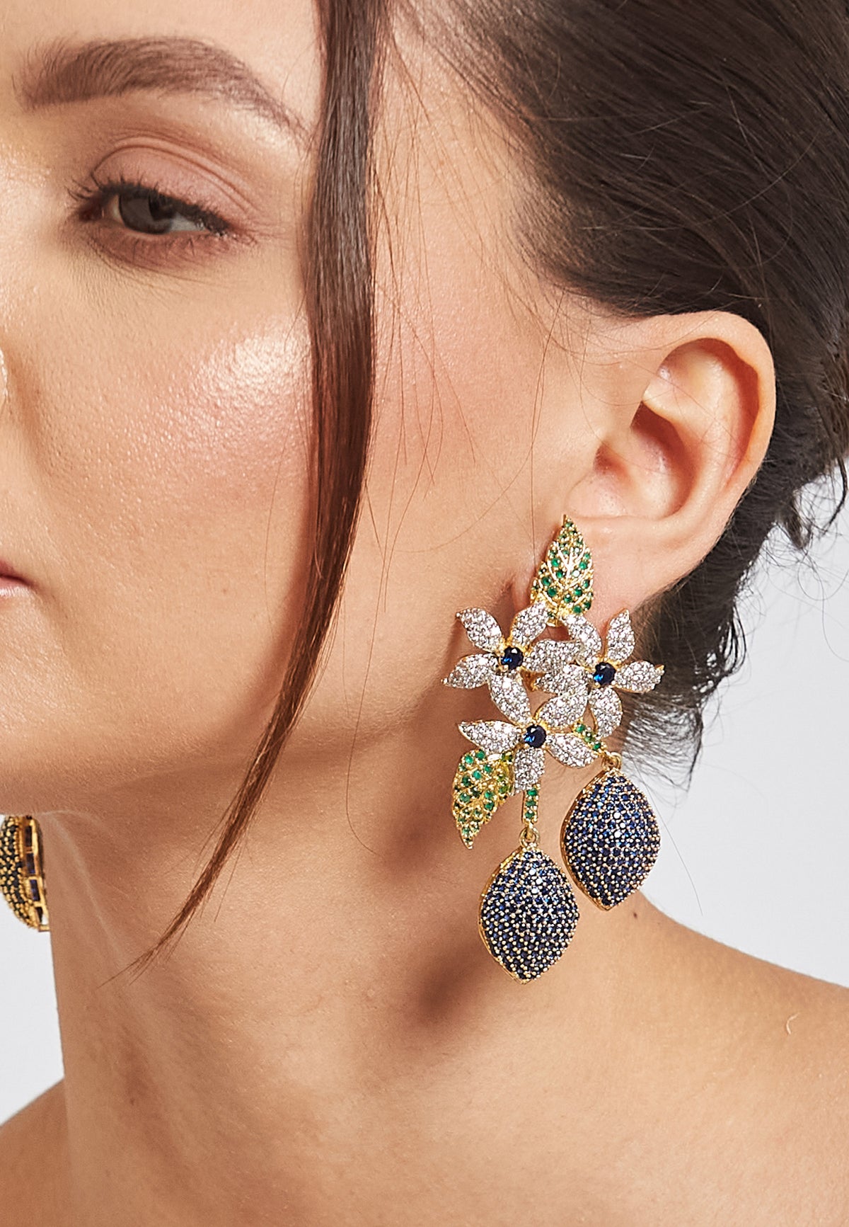 Golden zeus blue earrings