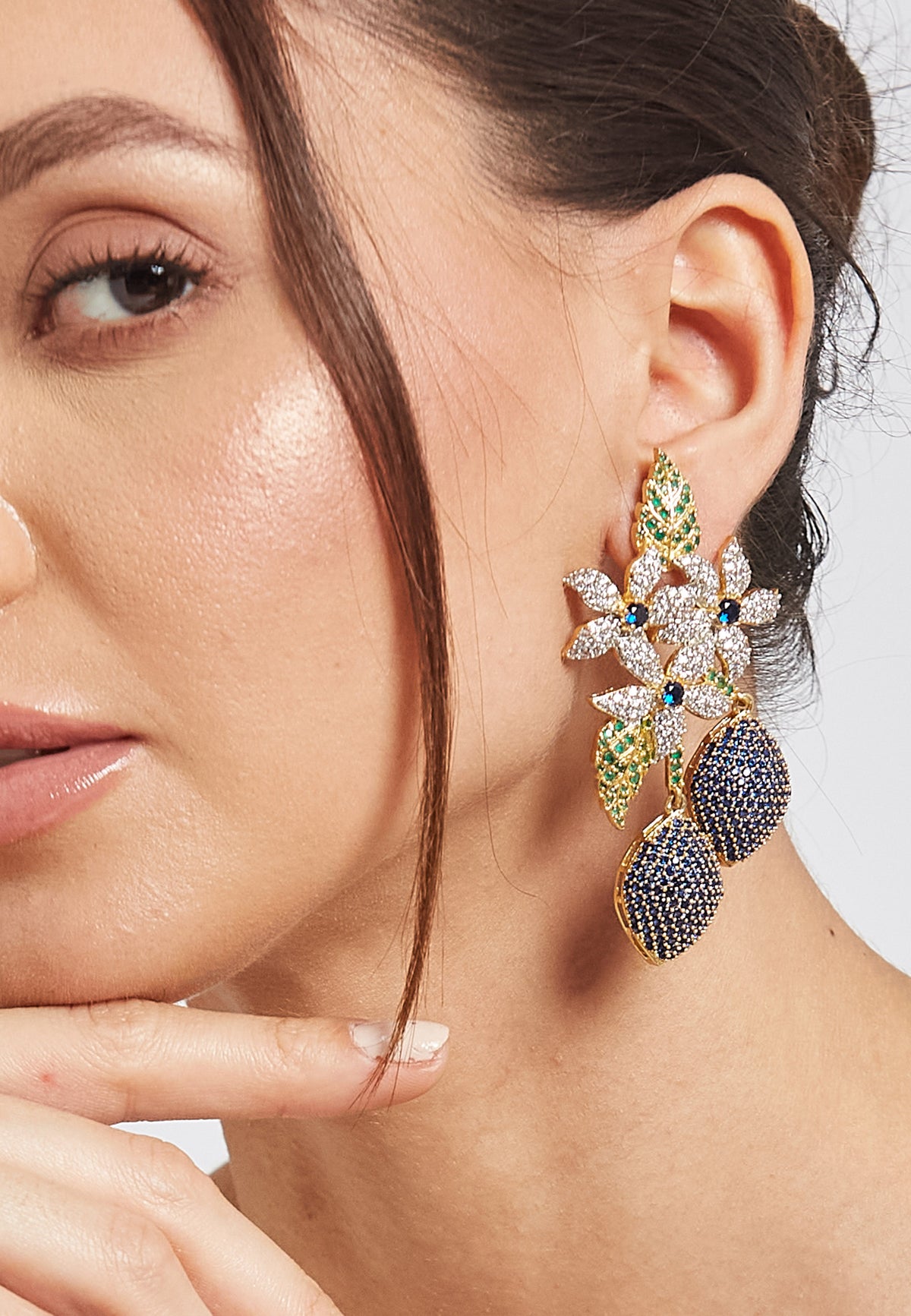 Golden zeus blue earrings