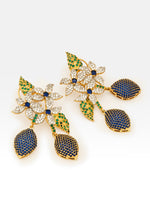 Load image into Gallery viewer, Golden Zeus Blue Earrings
