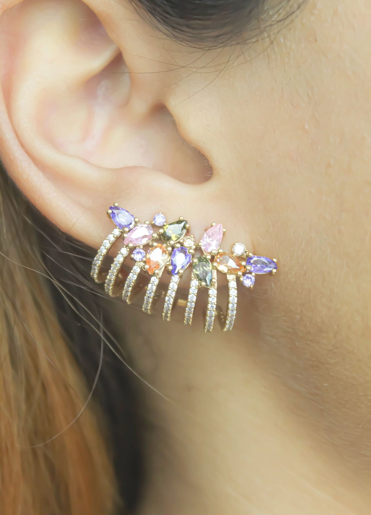 London climber earrings with stones bombay sunset