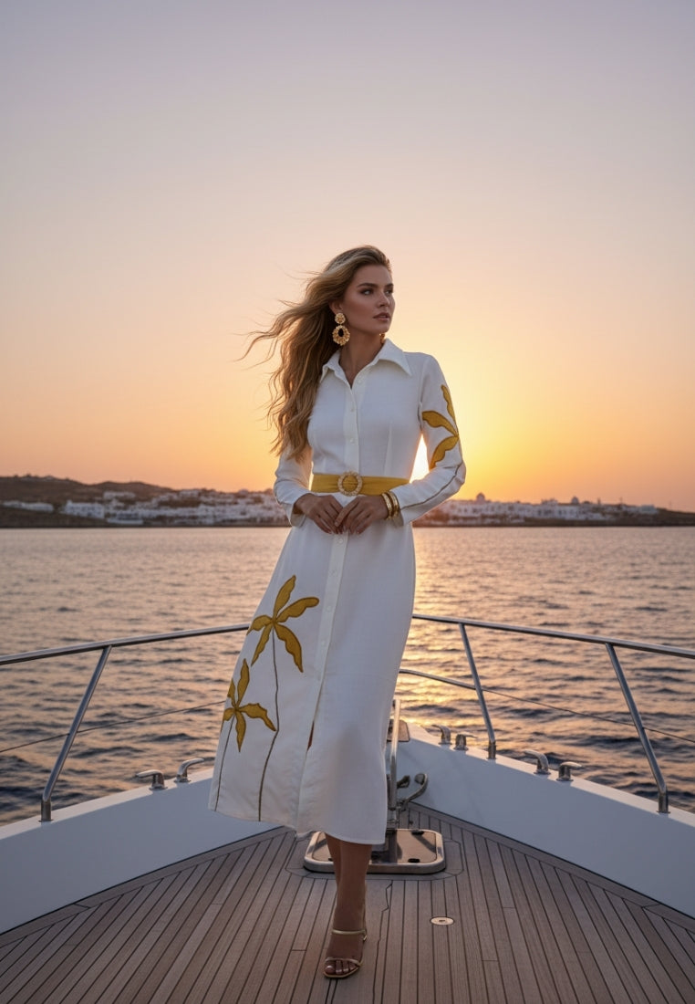 Vestido camisero blanco de prado