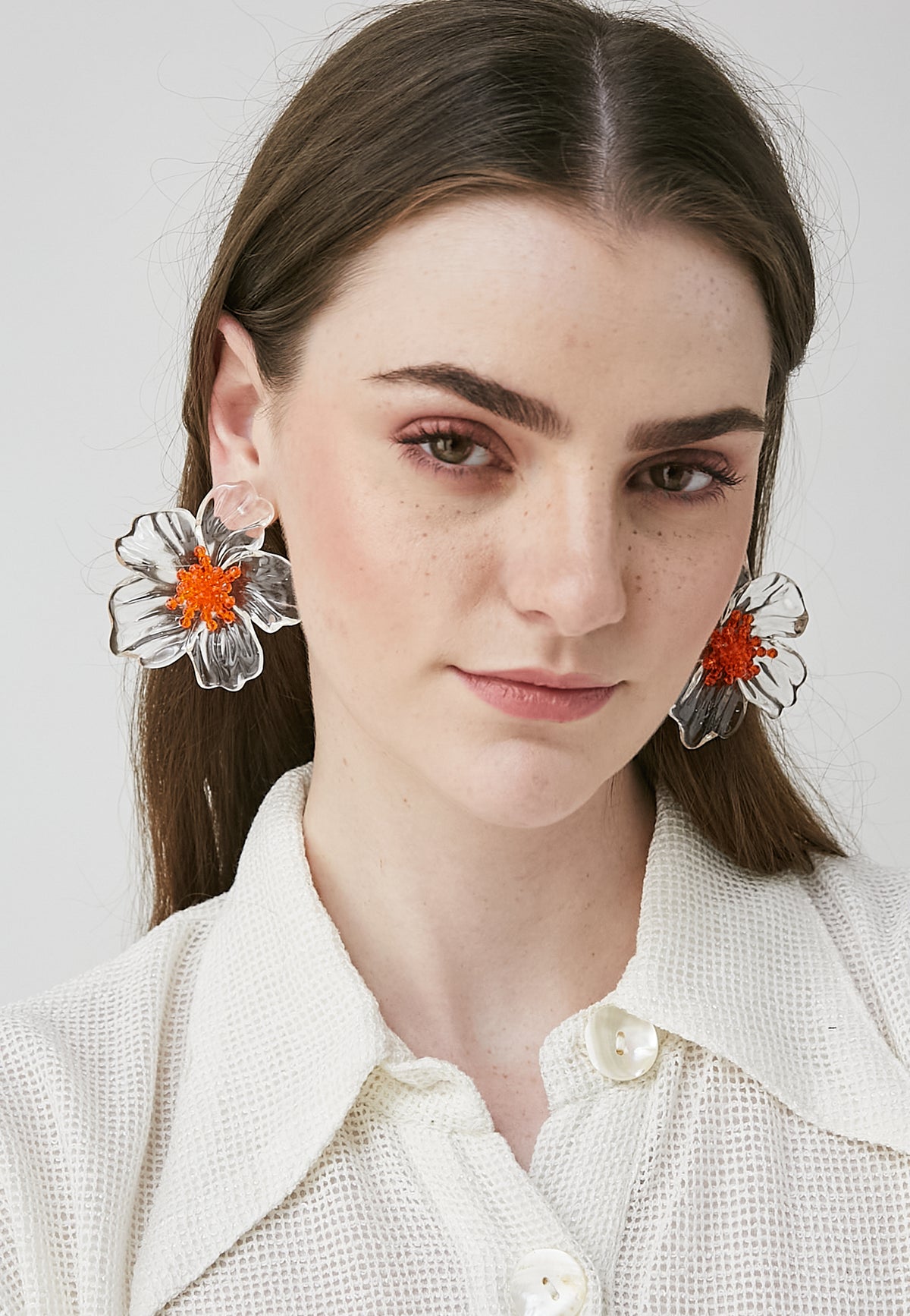 Rona White Earrings