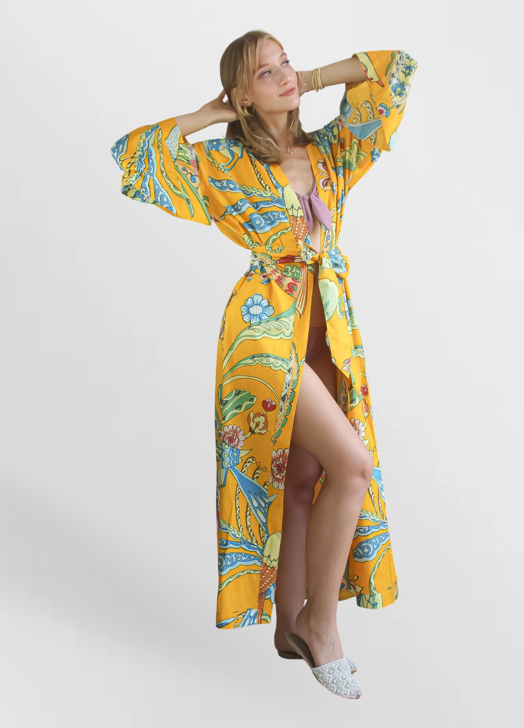 paradise macaw kimono Bombay Sunset