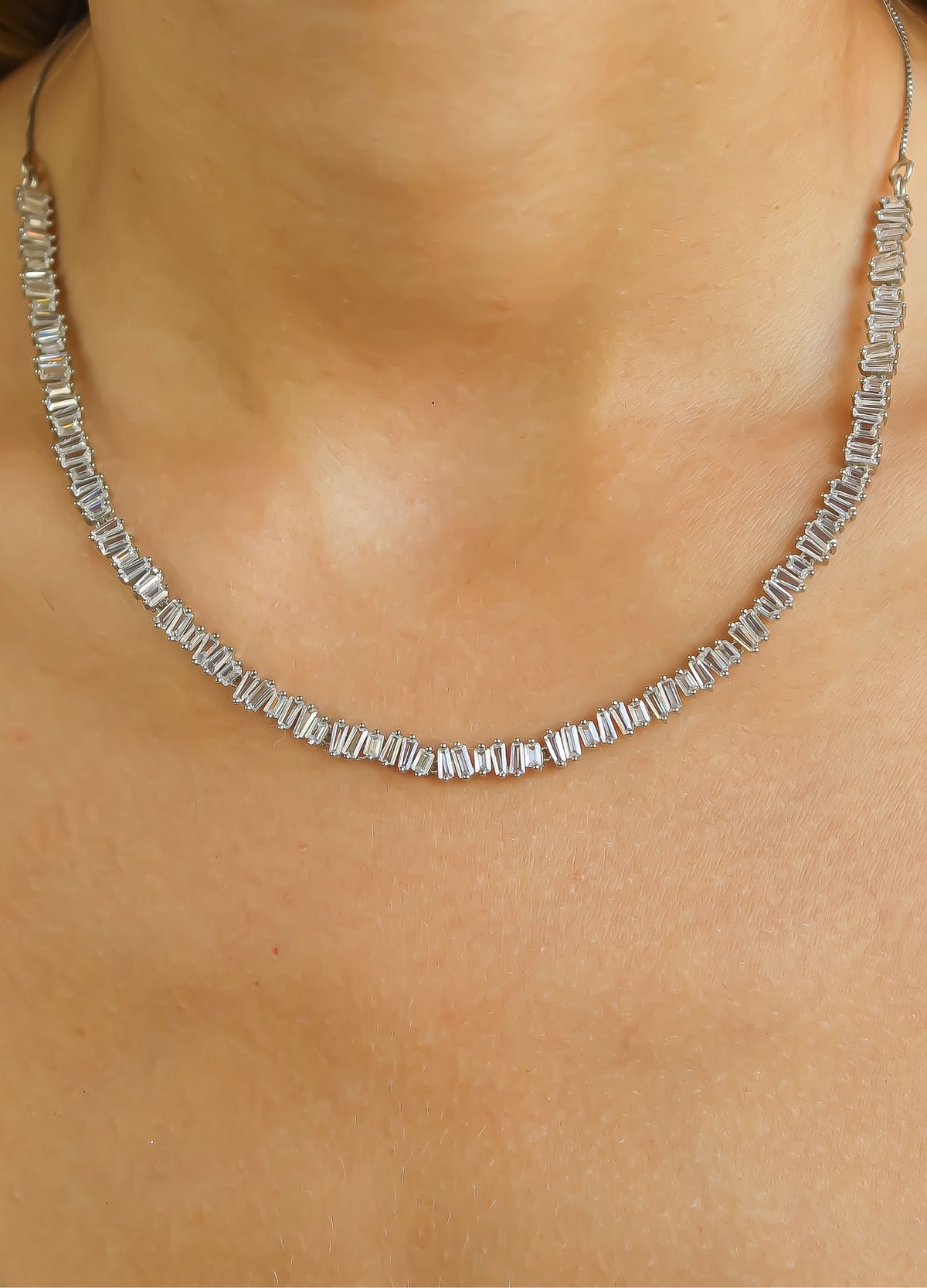 Silver fiano necklace bombay sunset