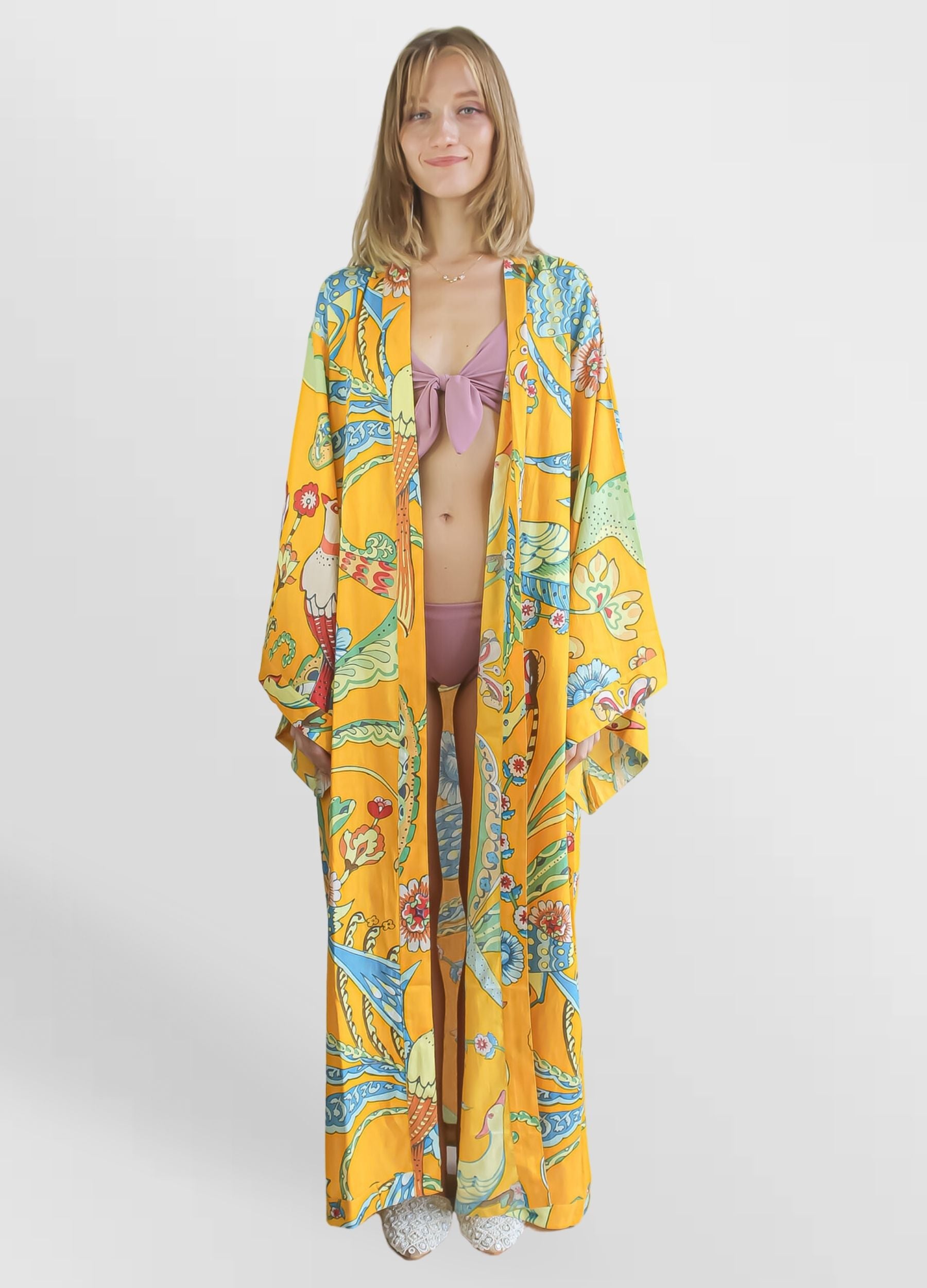 paradise macaw kimono Bombay Sunset