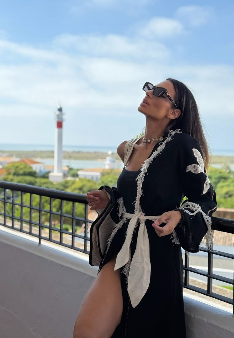 Kimono negro largo Horizon